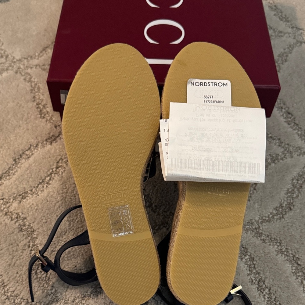 GUCCI PALOMA HORSEBIT DENIM espadrille Sandals size 35 - Picture 2 of 2